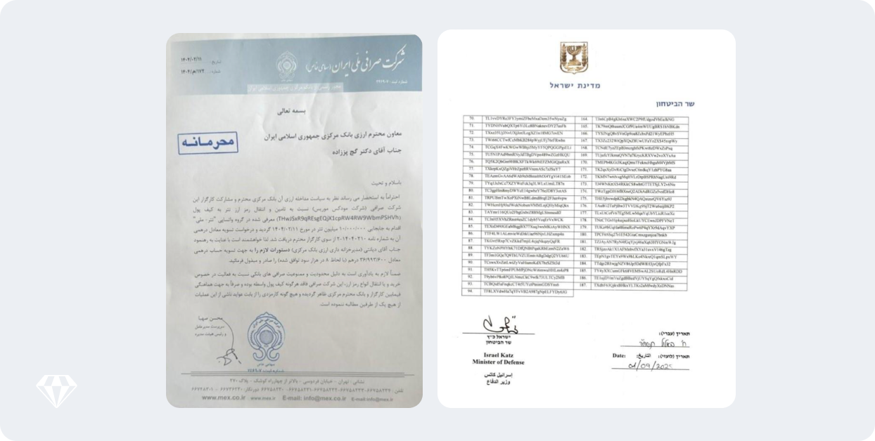 Copies of the documents shared on Babak Zanjani’s X feed on Dec 21, 2025