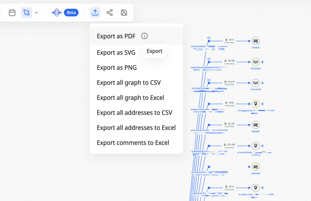 High-resolution PDF export of a graph in Crystal Expert.